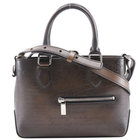Berluti Tujour Gulliver Handbag Scrit Calligraphy 2WAYShoulder Brown - Picture 1 of 13